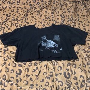 Black Graphic Crop Top
